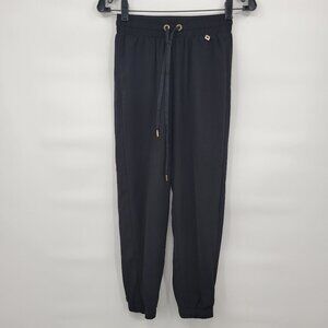 Twinset Women Black High Waist Cropped Pull On Jogger Pants Size 4